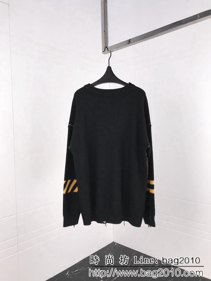 OFF-White18ss秋冬新款 官網同步 落肩剪口破洞羊毛衫 ydi1085